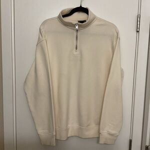 Artisan Off-White Zip-Up Men's Drop Shoulder Sweater